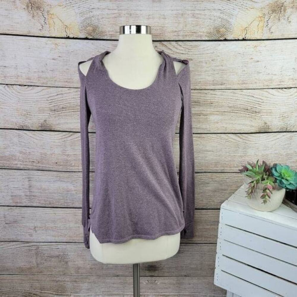 Splendid Women's Soft‎ Cotton Cold Shoulder Hoodie Purple Size Small